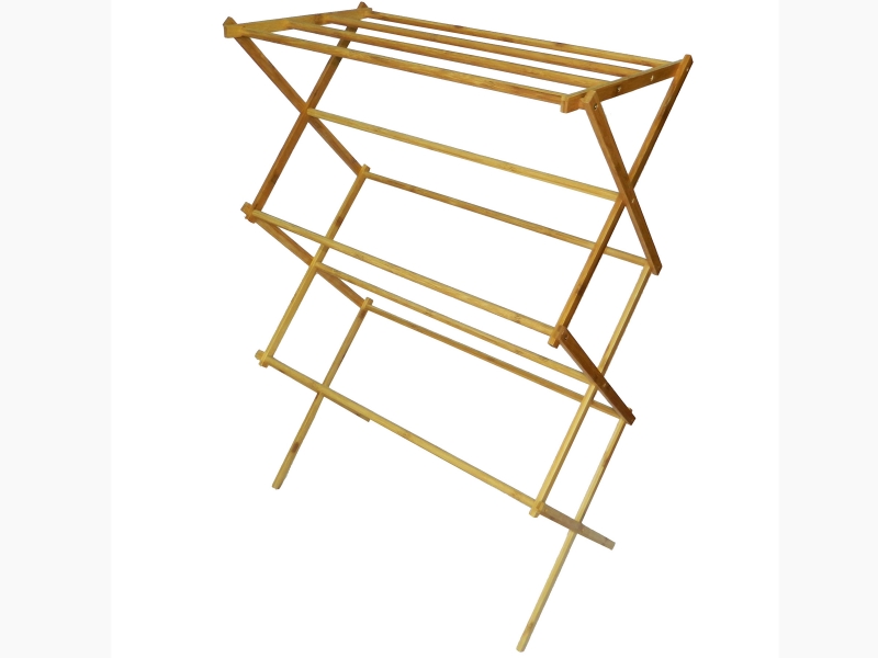 3 tier bamboo drying rack collapsible